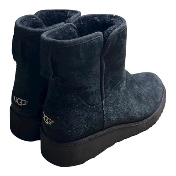 Ugg Kristin Wedge Short Boots Winter Shearling Black Suede Women’s Designer US 6 - Picture 2 of 9